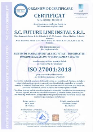 Certificat ISO 14001:2015 – Sistem de management al mediului